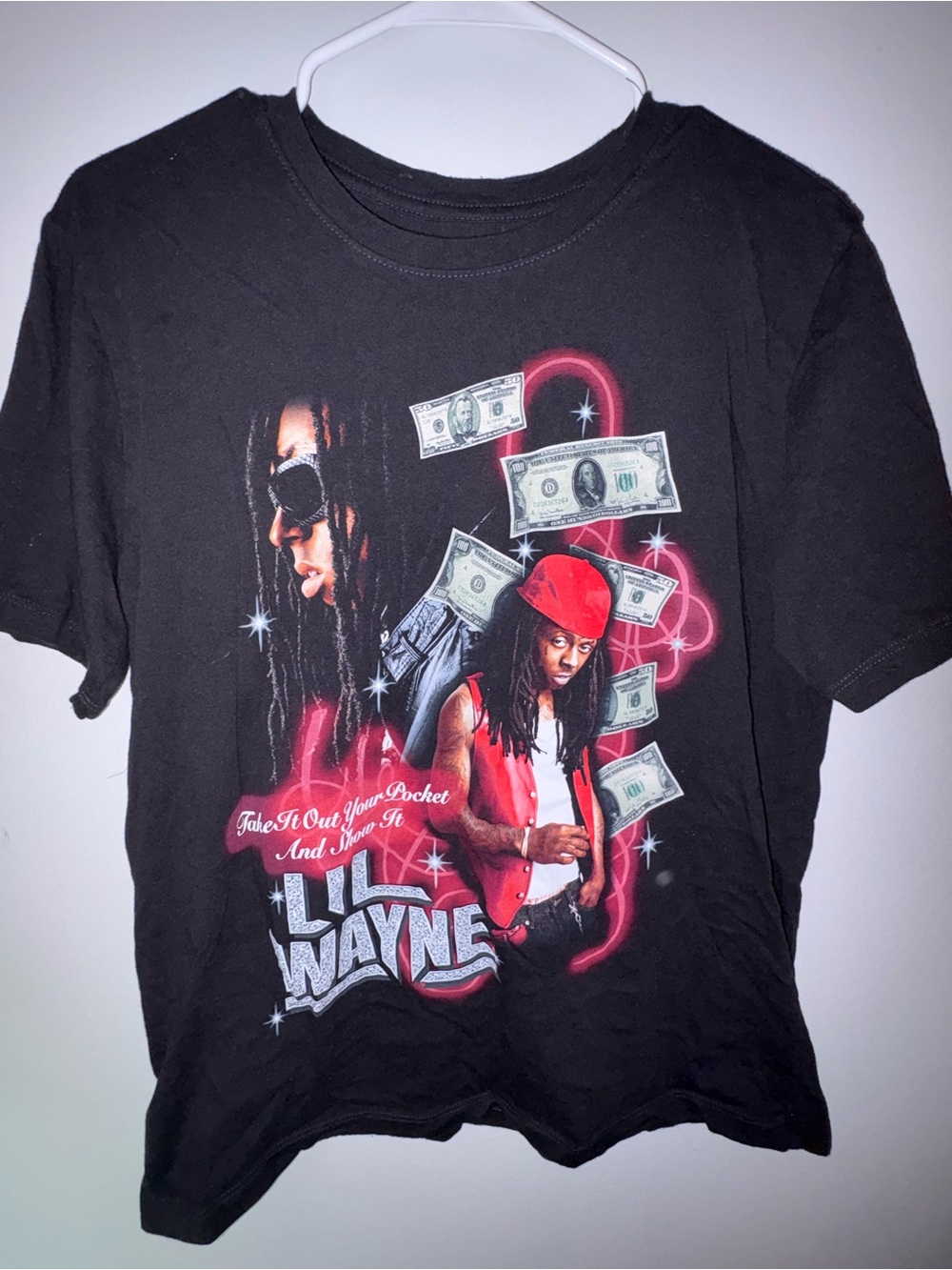 Lil Wayne Graphic Band Tee - Black with Red & Green Print